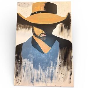 Rustic Cowboy Art with Blue and Tan Accents